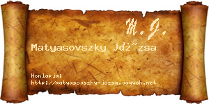 Matyasovszky Józsa névjegykártya